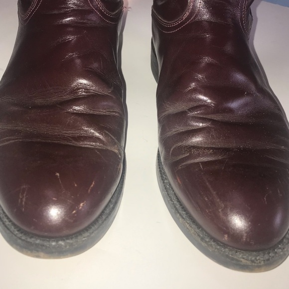 Justin Cowboy Boots Style #3037 Burgundy Wine Ropers Men's Size 9EE - Picture 6 of 8